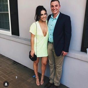 Neon yellow misguided lace dress